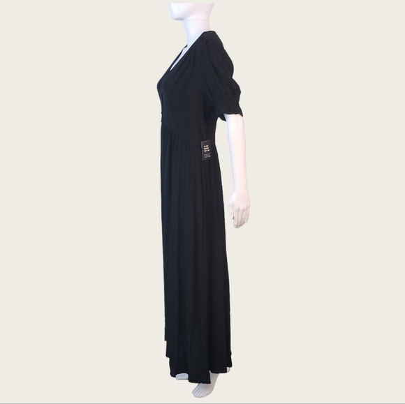 Express Button Down Short Sleeve Maxi Dress Black Size Small - Picture 4 of 10